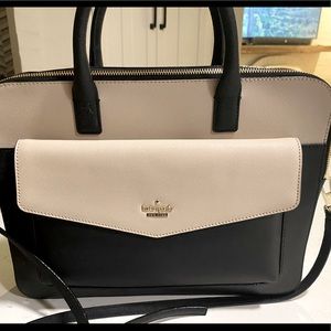 Kate Spade black and tusk double zip laptop bag